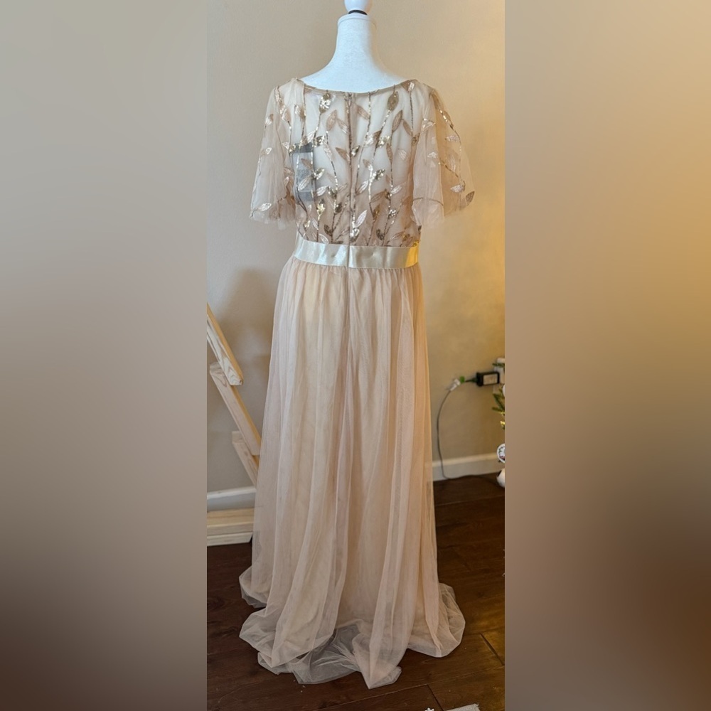 Ever Pretty Cream Dress with Gold Sequins, 16 - Picture 5 of 16